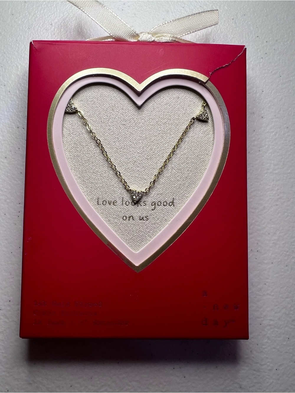a new day Gold Heart Trio Necklace